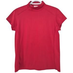 Ping Womens Golf Shirt Red Size Med High Collar with Zip Cap Sleeve Activewear